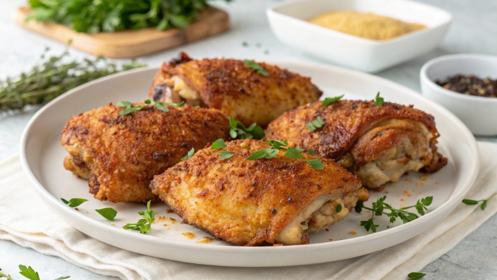 Crispy Baked Chicken Thighs (Juicy Inside, Crunchy Outside!)